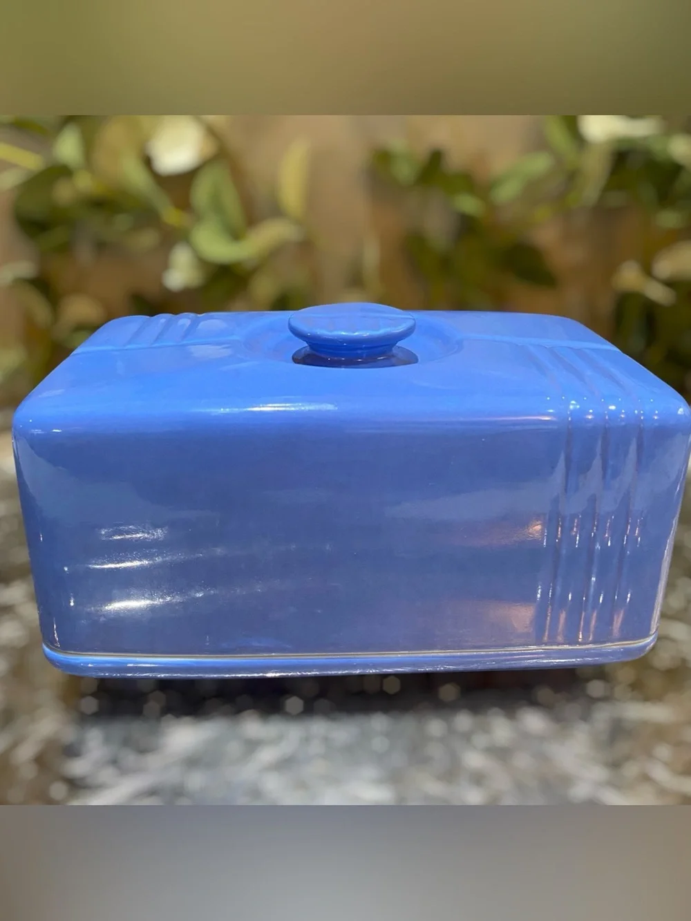 Vintage Hall Westinghouse Butter Dish Holds 1 Pound Blue Covered Art Deco